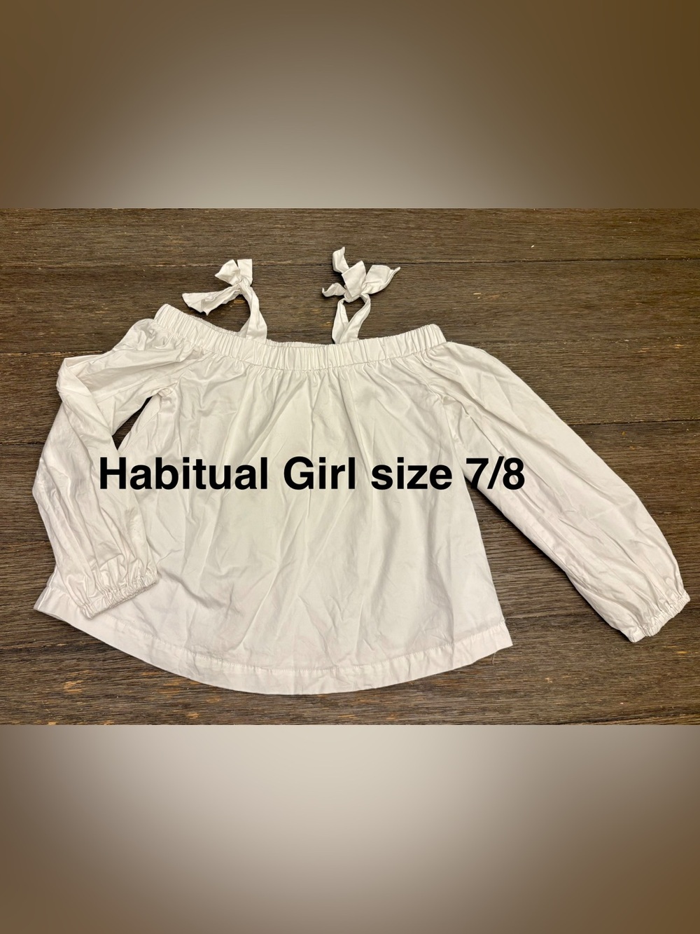 White Off-Shoulder Tie-Strap Girls Top